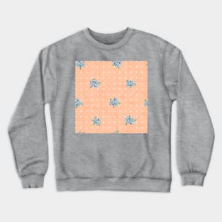 Blue Forget Me Nots Polka Dots on Peach Fuzz Abstract Floral Crewneck Sweatshirt